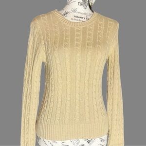 J.Crew Honey Cable Knit Cashmere Blend Sweater